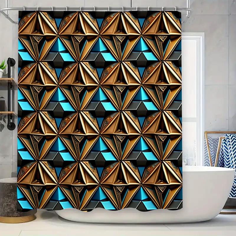 

3D Geometric Pattern Shower Curtain Decorative Home Bathroom Liner Waterproof Fabric W60H190(CM)-1 Pcs