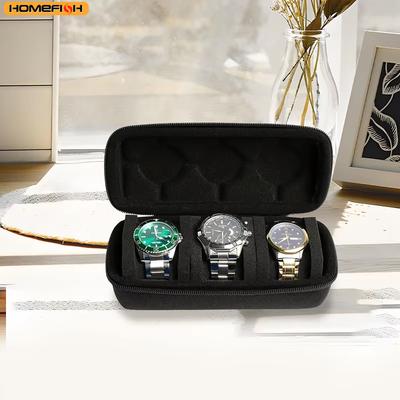 Reiseetui für Uhr mit 3 Fächern, Hartschale, Hochwertiger Uhrenaufbewahrungs-Organizer, Schutzbox für Schmuck und Accessoires