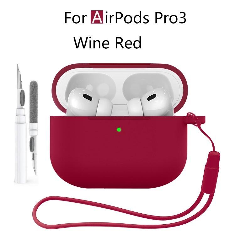 New 2025 For Apple Airpods Pro 3 Case Soft Silicone Full Protective Cover with Cleaning Kit and Keychain for Airpods Pro 3 Case