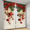 2-piece Admiralty Christmas Polyester Curtain Festive Digital Print, Machine Washable, Bedroom Living Room Decoration