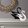 Lavish Modern Home Décor Swan Couple | Matte Finish Ceramic Figurines (Set of 2Pc, White and Black)