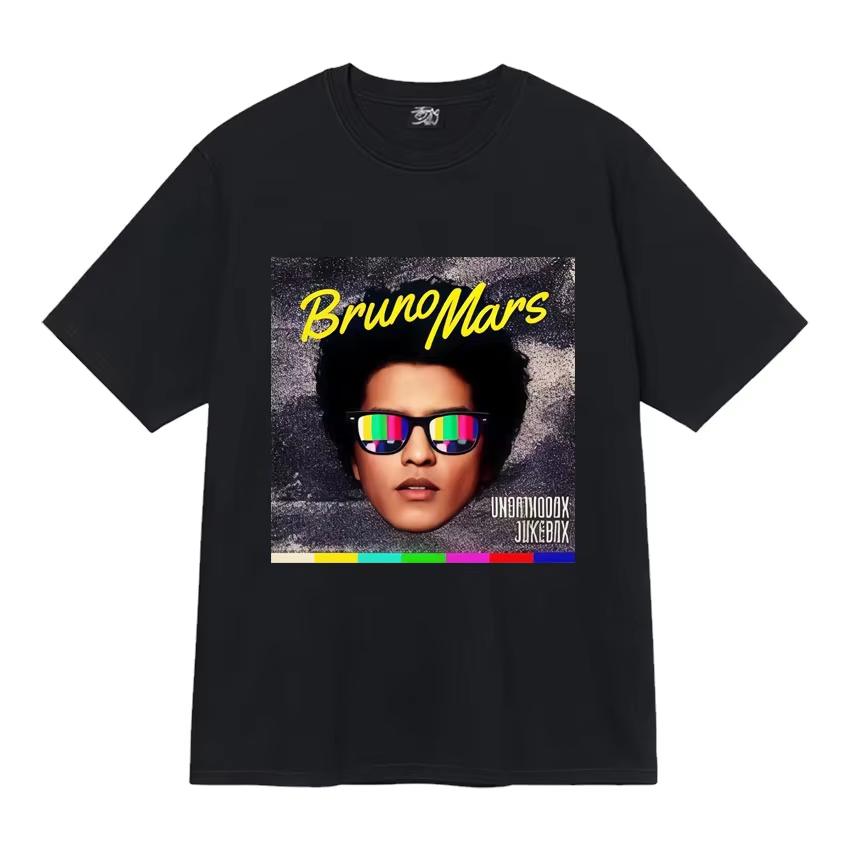 Singer Bruno Mars 24k Magic World Tour Fashion Graphics T Shirts Mens Aesthetic Hip Hop Tshirt Casual Summer Streetwear Unisex