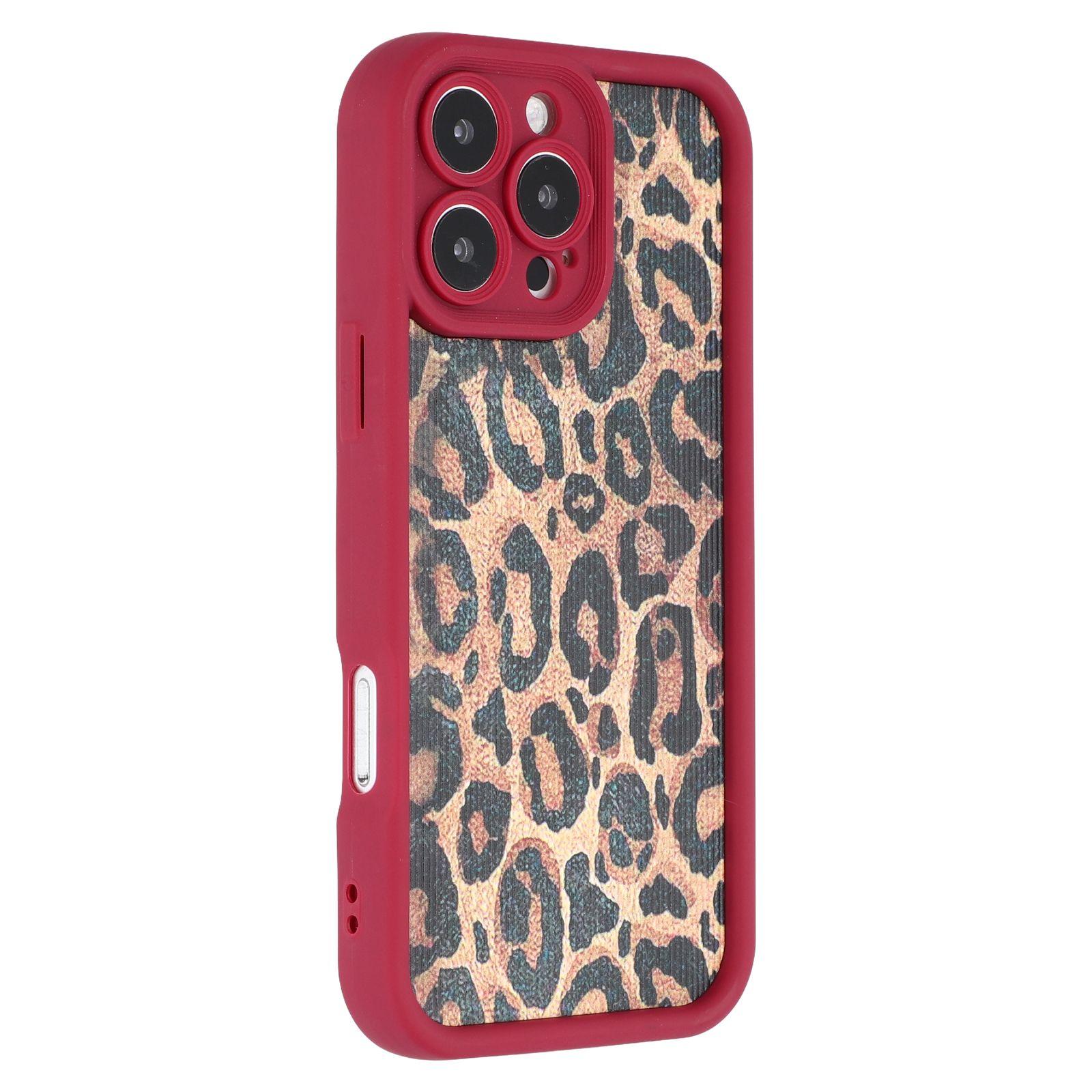 

For iPhone 16 Pro Max Case Leopard Print TPU Precise Cutout Phone Cover Red