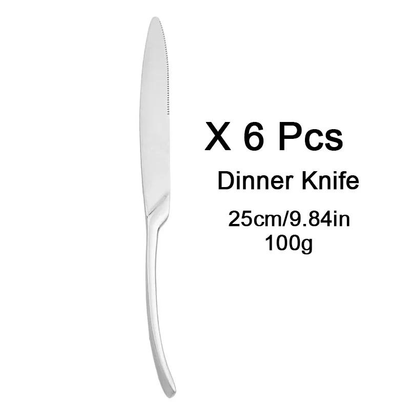 6Pcs Silver Separate Dinnerware Set Knife Fork Spoon Flatware 304 Stainless Steel Tableware Silverware Kitchen Dinner Cutlery