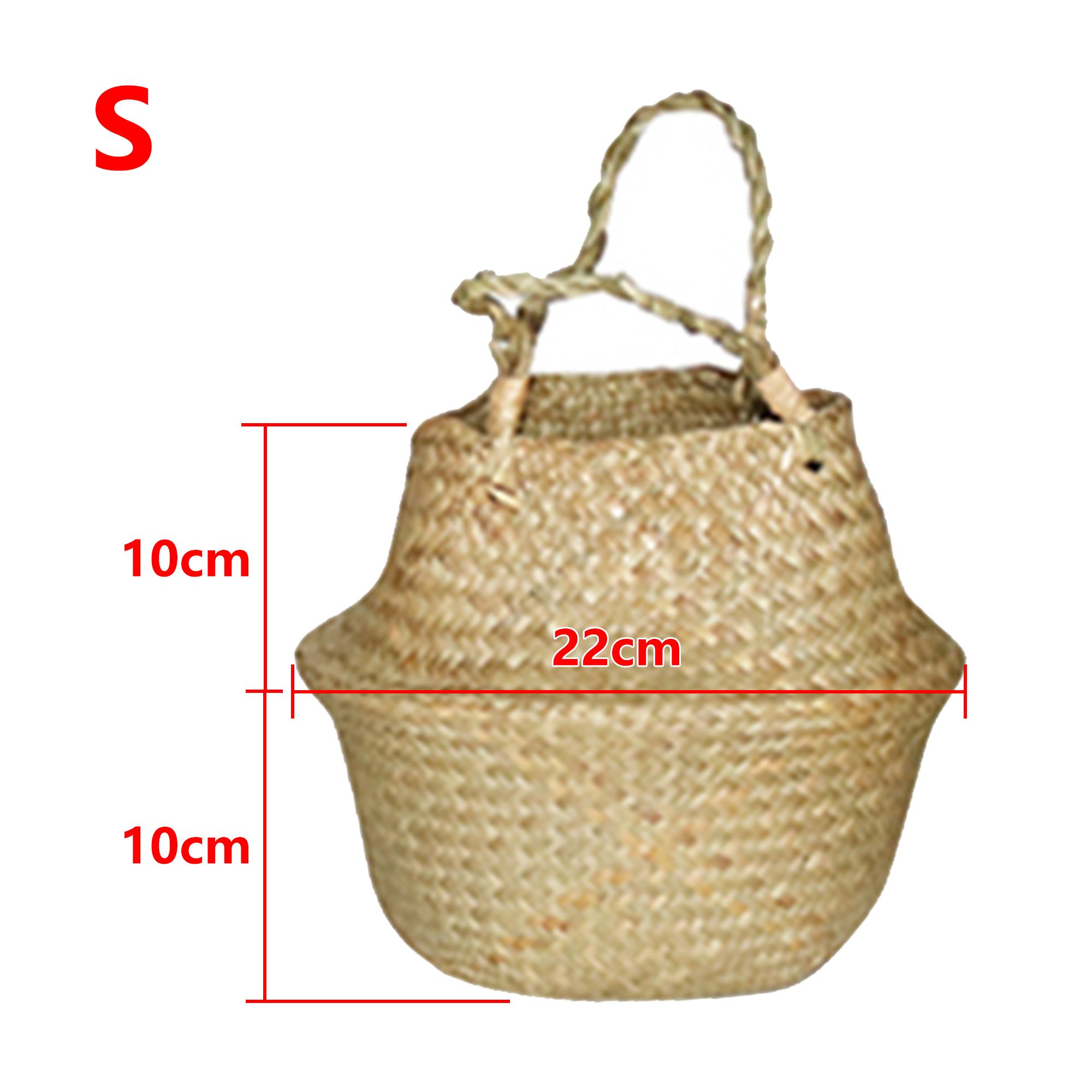 Seaweed Woven Flower Basket Woven Belly Basket Woven Basket Storage Basin Belly Basket Storage Flower Pot Basket