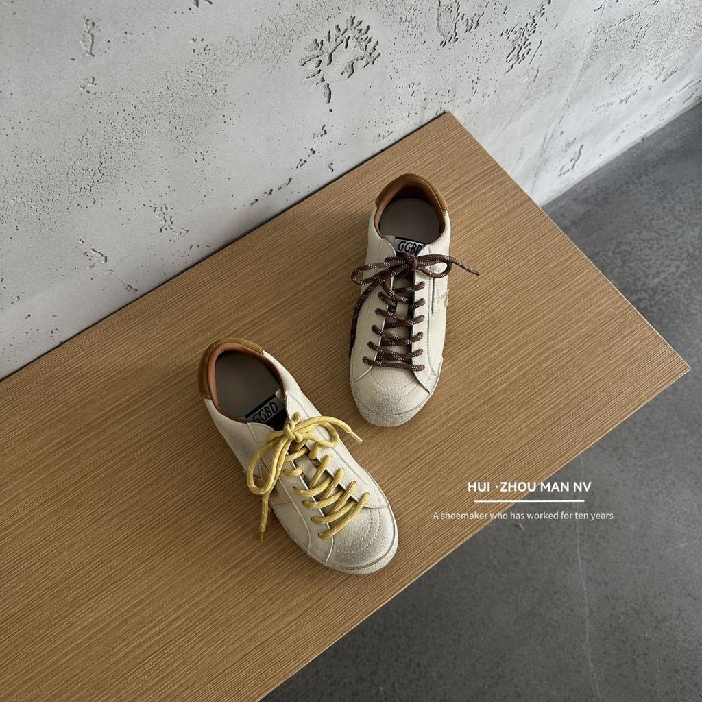 Cowhide retro German training shoes women's 2025 autumn and winter round head lace-up versatile casual sports shoes increase the star small dirty shoe