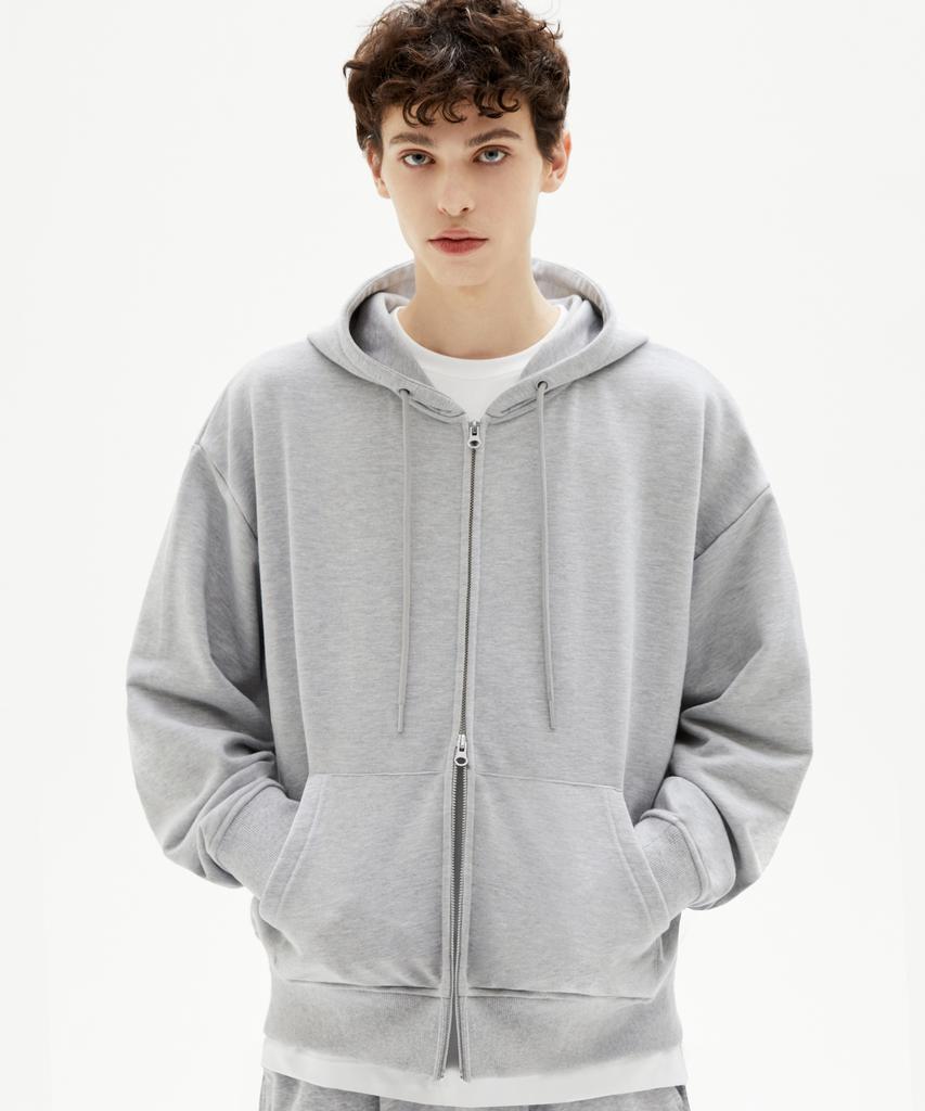Trillion Essentials 2-Way Sweat Hoodie Zip-Up (Melange Gray)