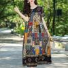 Elegant Summer Loose Dress Woman Vintage Clothes Plus Size Casual Short Sleeve Long Dresses