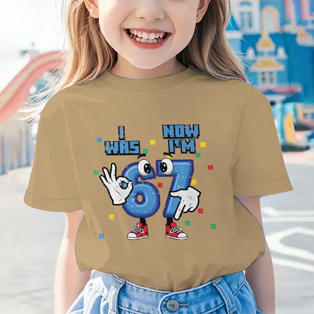 7th Birthday Shirt I Was 6 Now Im 7 Hands 67 Meme Boys Clothing Kids Youth TShirt Girl Boy Cotton Shirts Short Sleeve Tee