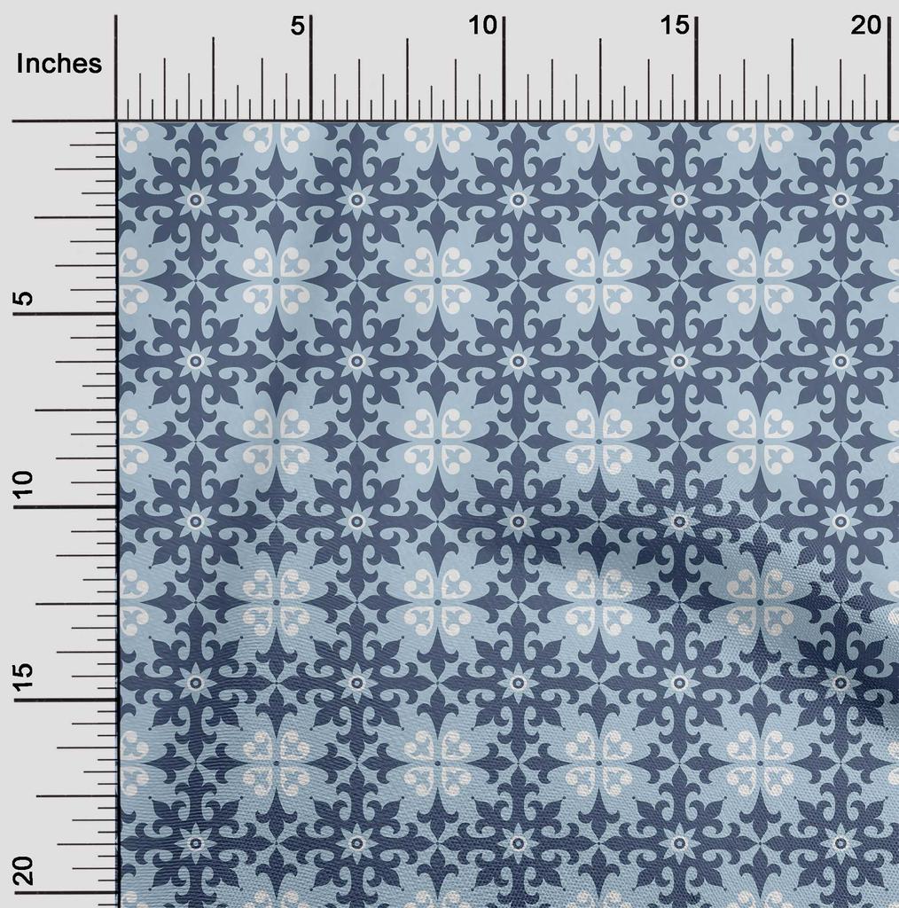 oneOone Cotton Flex Dark Olive Green Fabric Floral & Tiles Moroccan Fabric For Sewing Printed Craft Fabric By The Meter 40 Inch