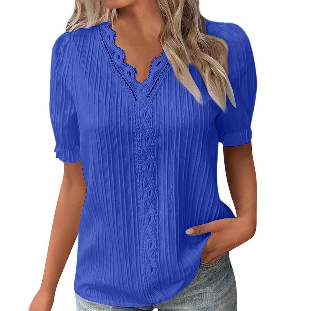 Fashionable Ladies Summer Hollow Short-sleeved Tops