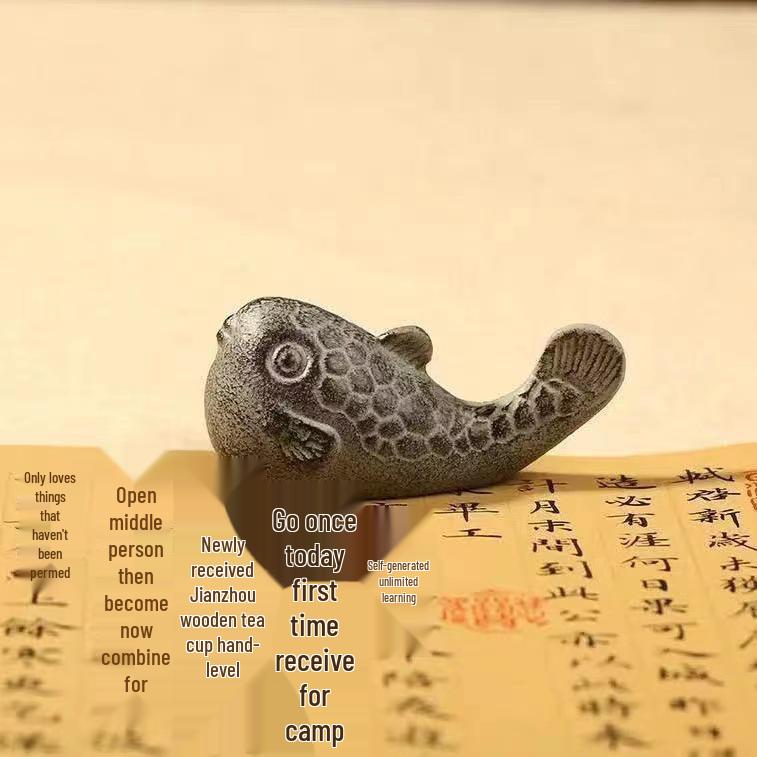 Pufferfish Cast Iron Paperweight: Cute Metal Brush Holder & Student Ornament Cast Iron