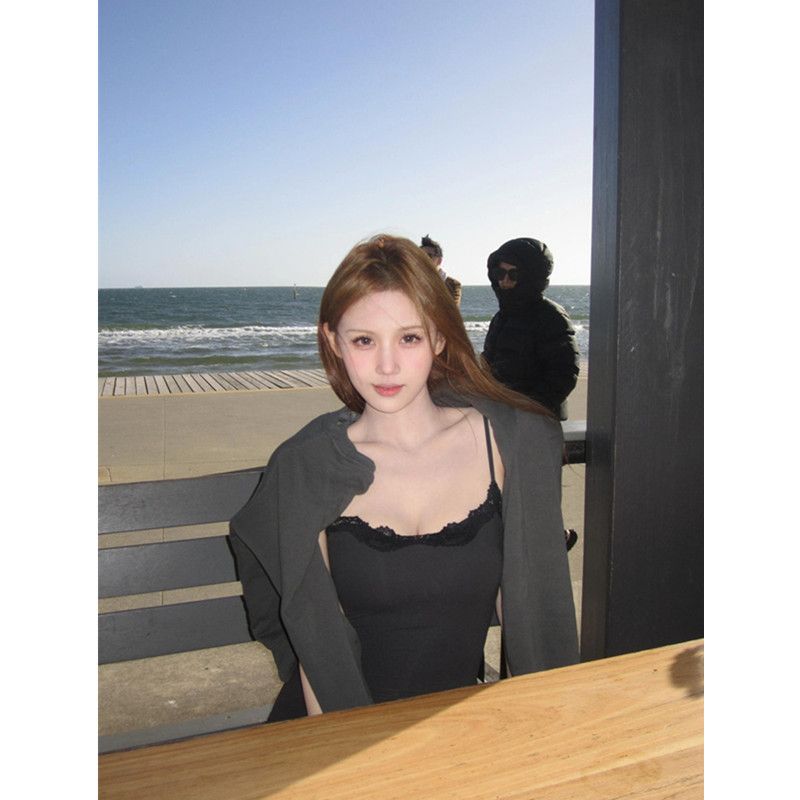 

Fashion Retro Sexy Pure Desire Style Lace Sleeveless Camisole Women s Silm Waist Elastic Base Jumpsuit Black L