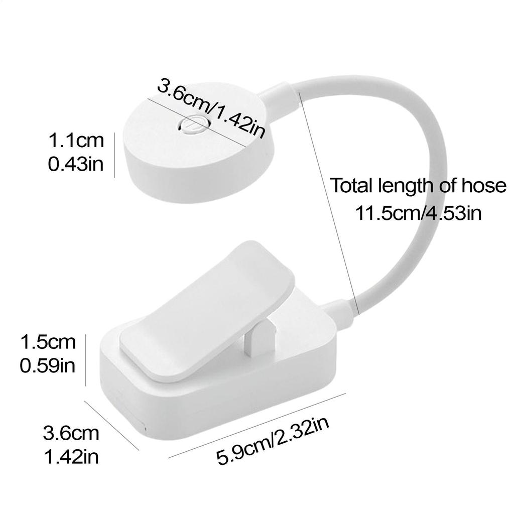 Mini Reading Book Light Table Lamp Three Color Temperatures Adjustable Clip-On Study Reading Lamp for Travel Bedroom Book