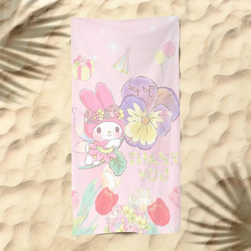 Cute Cartoon Kitten Printed Microfiber Beach Towel Quick Dry Soft Bath Towel For Kids Seaside Swimming