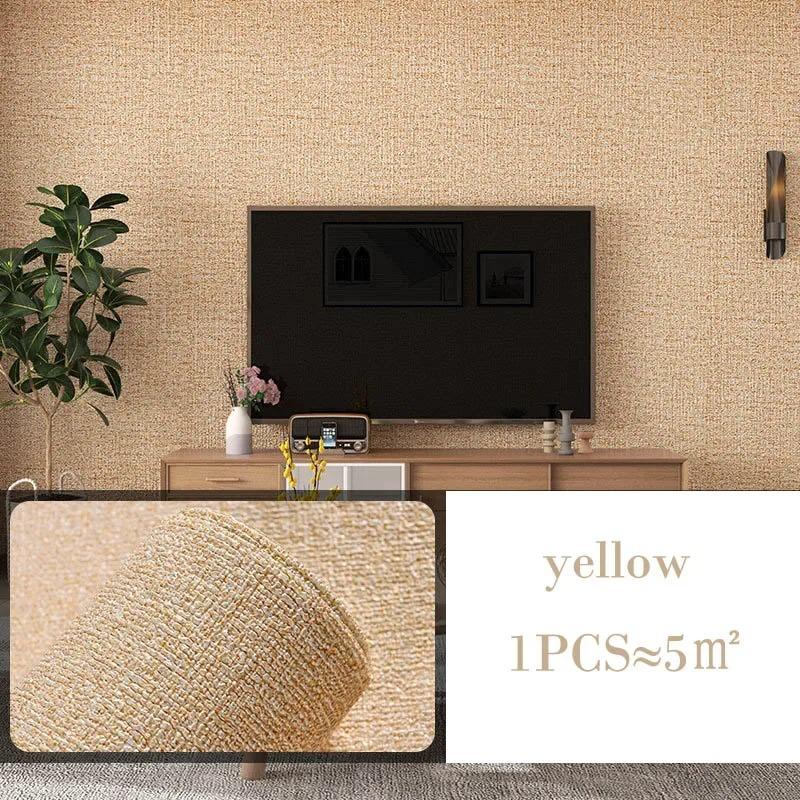10 Meter 3D Linen Self-adhesive  PVC Solid Color Thickened Waterproof Background Wall Linen Flat Design Decor Wall Sticker
