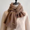100 pure wool knitted scarf women's winter couple's simple and versatile solid color thickened scarf men's high-end shawl