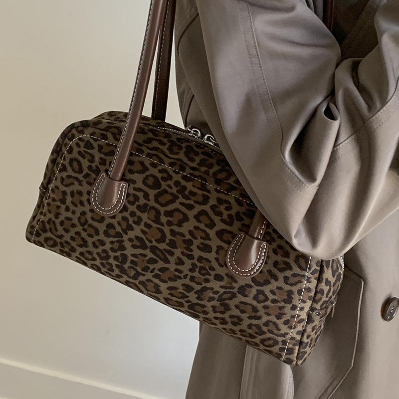 Autumn New Women's Bag Retro Leopard Print Shoulder Handbag High Value Messenger Bag Hand Bag Woman