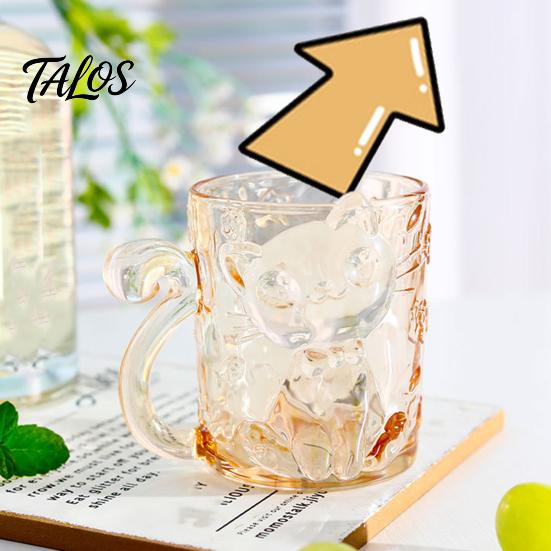 Cartoon-Katze Trinkglasbecher, Isolierter Glas-Kaffeebecher, mit Katzen-Schwanz-Griff-Design, Transparenter Becher für Heiße Kalte Getränke