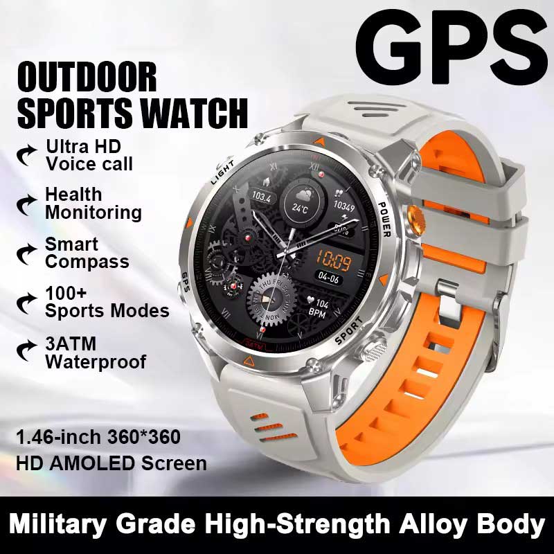 2026 New GPS Map Navigation Smart Watch Men Women Amoled Screen 3ATM Waterproof Sport SmartWatch Compass NFC BT Call Watches Men