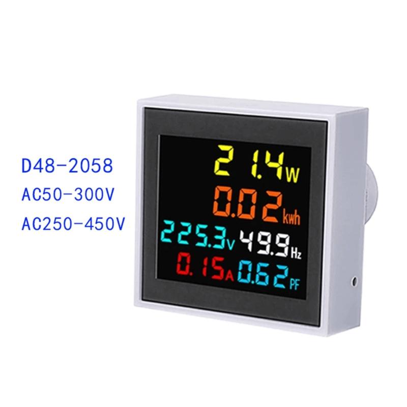 300/400V Single Phase Energy Meter Din-Rail Electricity Usage Monitors Voltmeter Ammeter Watt Kwh Frequency Power Meter