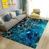 Nordic Marble Texture Goldren Cyan Area Rug Large,Carpet Rug for Living Room Bedroom Sofa Doormat Decor,Kid Non-slip Floor Mat