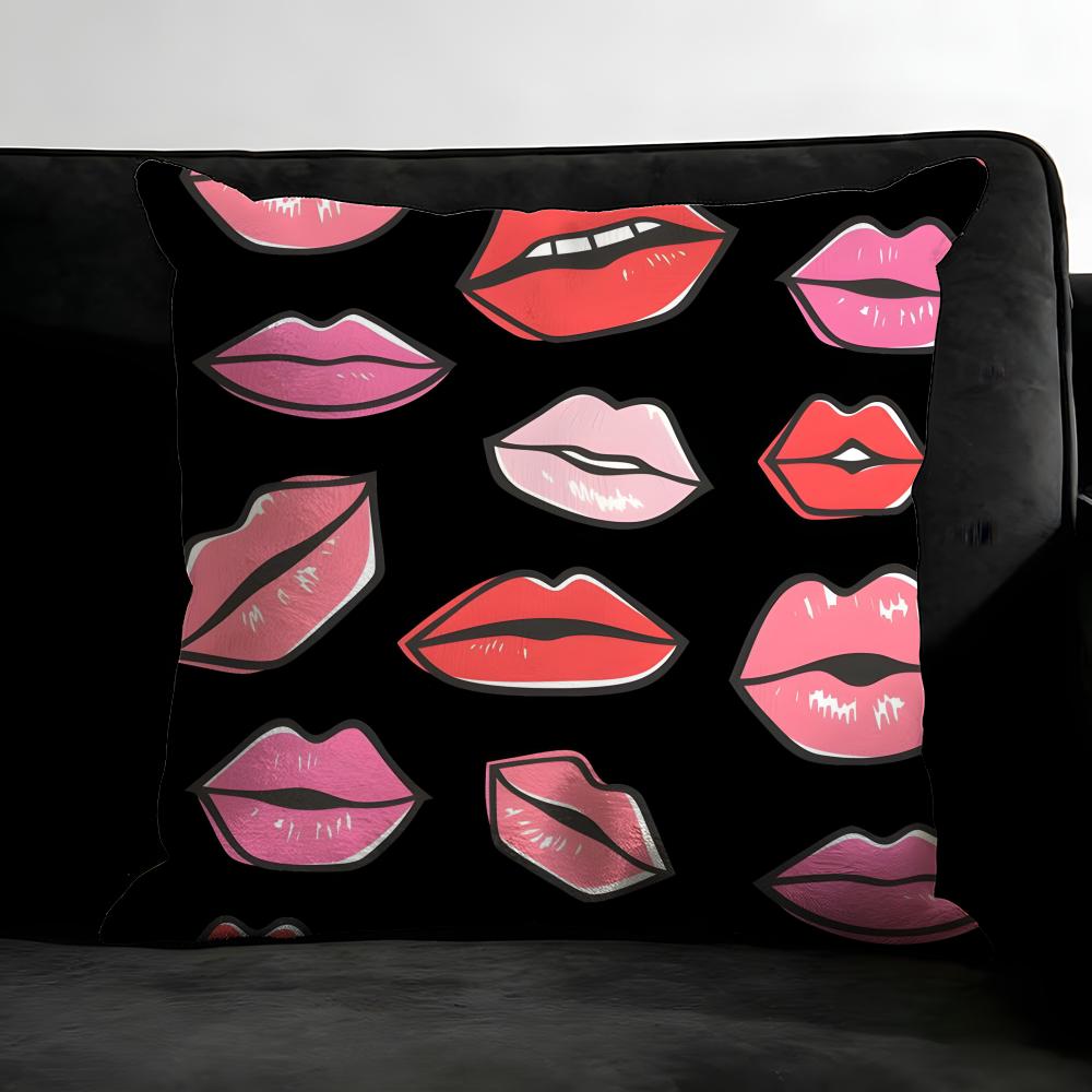 

Lips Fashion Cushion Cover Pillowcase Ultra Soft Skin Friendly Fabric Cloud Like Comfort Concealed Zipper 30x30cm