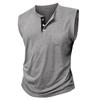 Men’s Sleeveless Tank Tops Henley Collar Button Fitness Vest Summer Sports Casual Holiday Wear T-Shirts