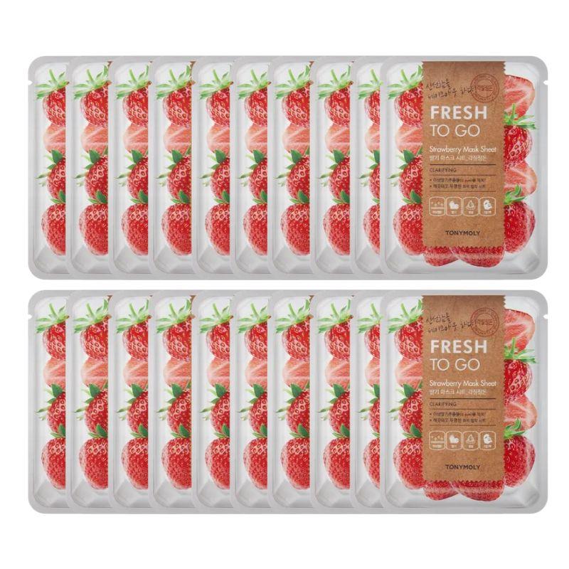 Tonymoly Fresh To Go Strawberry Mask Sheet 20g × 20 Sheets