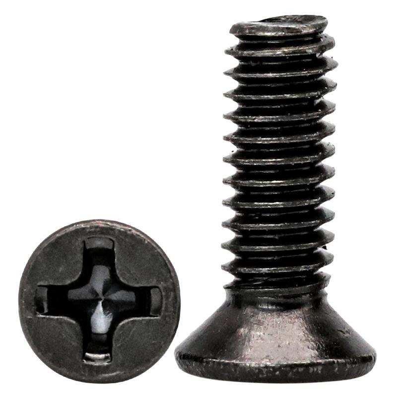 KM Maschinenschraube Senkkopf aus schwarzem Kohlenstoffstahl M1-M6, Vollgewinde, Flachkopf