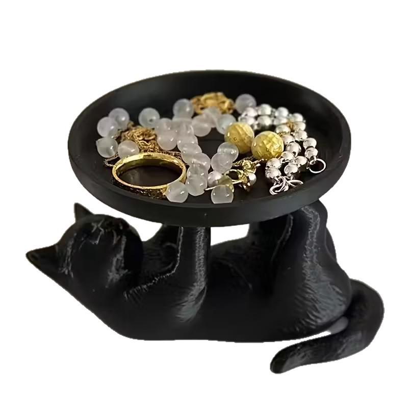 3D Printed Fun Cat Jewelry Tray: Desktop Storage Organizer & Animal Ornament for Home Use