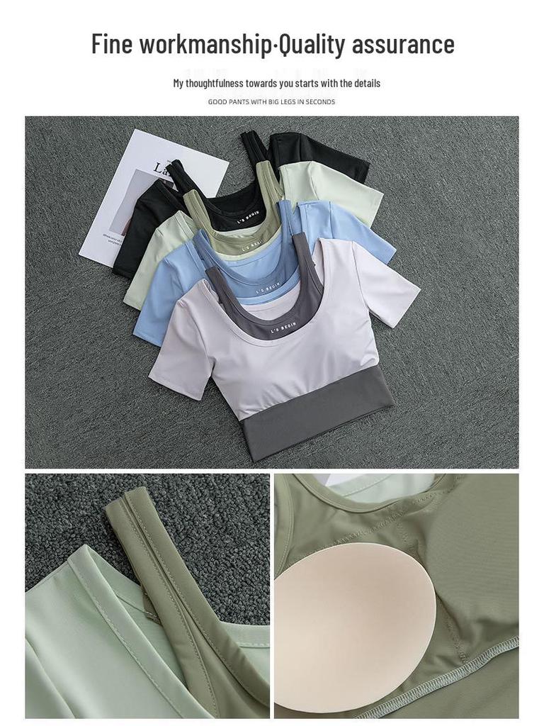 Women's Summer 2025 Running Set: Quick-Dry Fashion Gym Outfit with Yoga Shorts and Short Sleeve Top