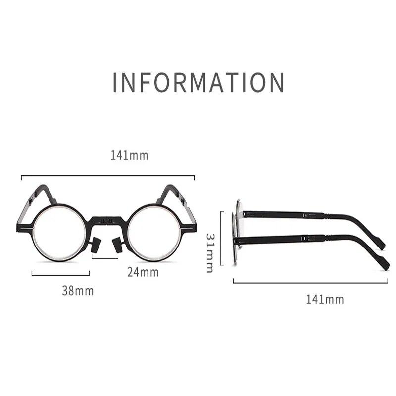 Portable Reading Glasses Hd Folding Middle-aged And Elderly Reading Glasses For Men And Women Imitation Retro Ultra-light Circle