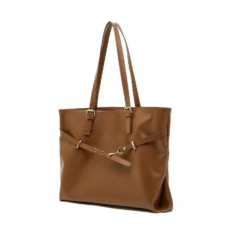 Top-layer vegetable-tanned leather large-capacity tote bag, casual and versatile underarm bag, stylish and trendy shoulder bag