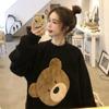Thickened and Warm Women's Winter Two-piece Flannel Home Wear Pajamas O-neck Loose Cute Cartoon Women's Pajamas Home Wear