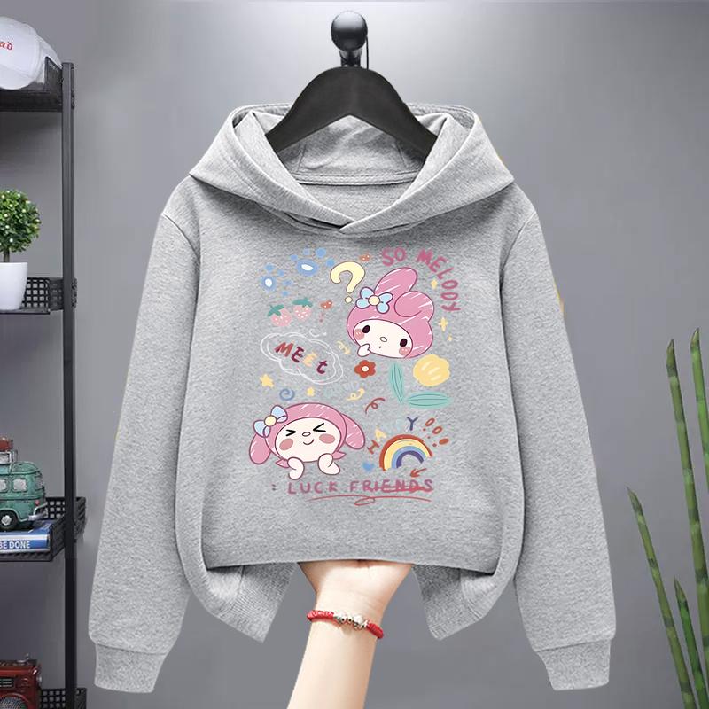 New Korean Version Casual Rainbow Friend Pochacco My Melody Children's Hoodie Loose and Lazy Style Girl Fashion Top