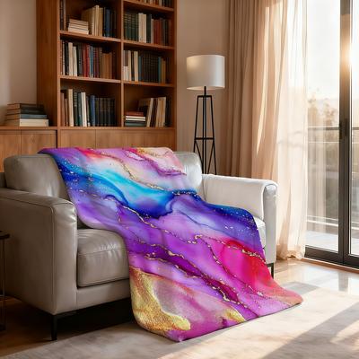 Colorful Ink Wash Blanket Soft Throw Blanket for Home Bedroom Bed Sofa Picnic Travel Office Rest Cover Blanket Gift