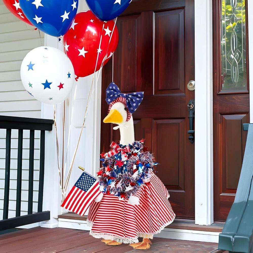 Porch Goose Outfits for 23 Inch Lawn Statue, 4th of July Costume for Cement Statue,Sculpture Clothes for Garden Patio USA 250th Anniversary Decoration