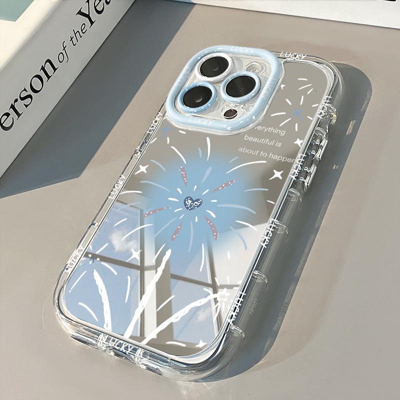 Ins Simple Creative Niche Fireworks Mirror for Huawei Cream Shell for Oppo for Apple 16 New for IPhone14