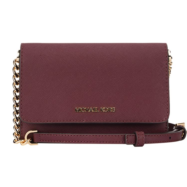 Michael Kors Jet Set Letter Logo Solid Color Flap Chain Leather Envelope Shoulder Bag Medium Women shoulder bag Burgundy 35S0GTVC2L-MERLOT Basic Set (Bag+Dust Bag)