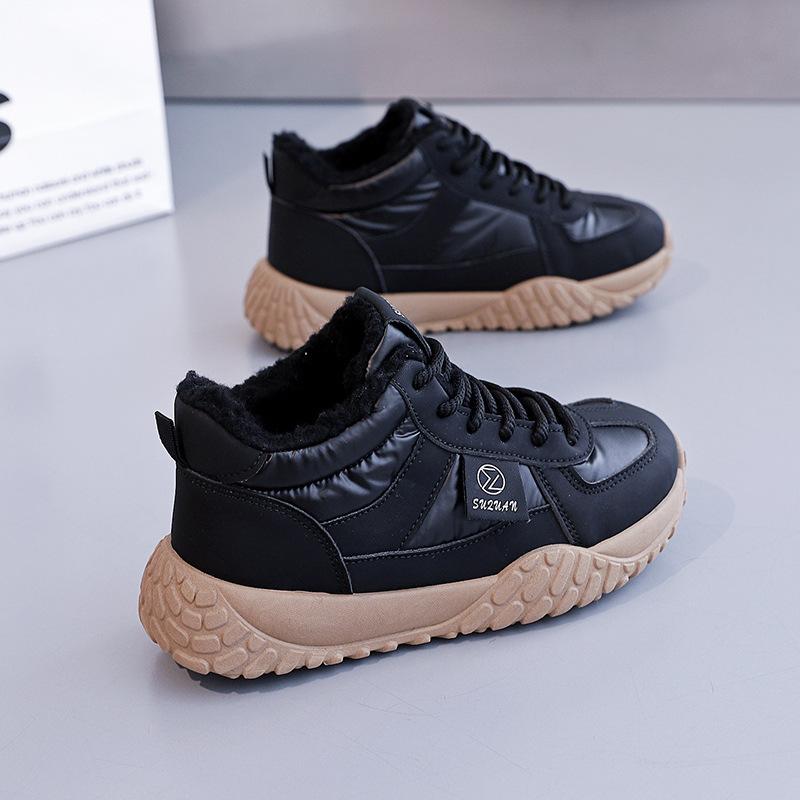 Fleece warm high-top cotton shoes women's new winter versatile thickened large cotton casual sports shoes K