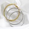 HNSP Stainless Steel Hoop Earrings For Women Ear Zircon Accessories Big Circle 40MM-50MM Ring Earring