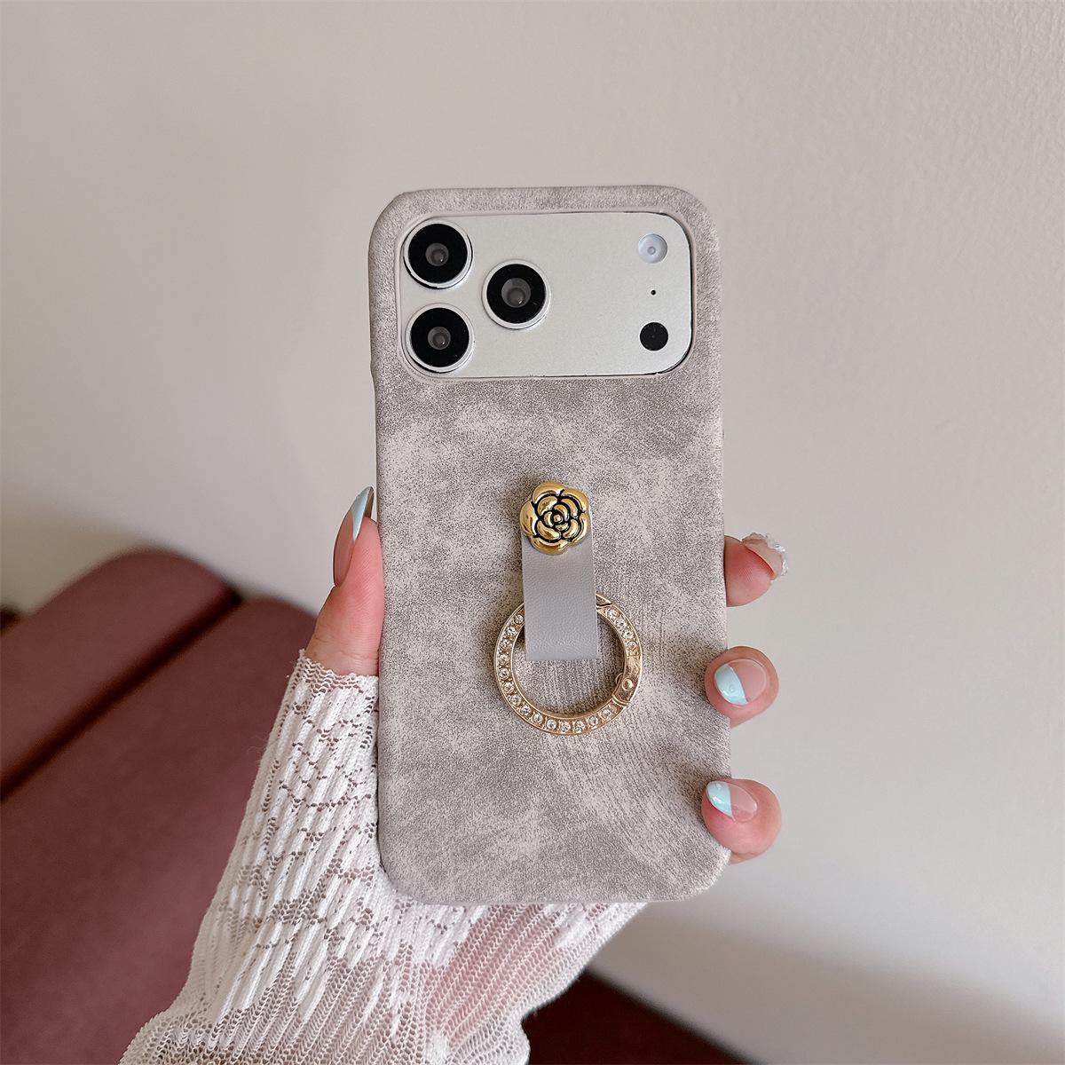

Retro Grain Finger Ring Holder for iPhone 14/13/12/11 and 17/16/15 PROMAX, Anti-Drop Phone Case Accessory iPhone 16