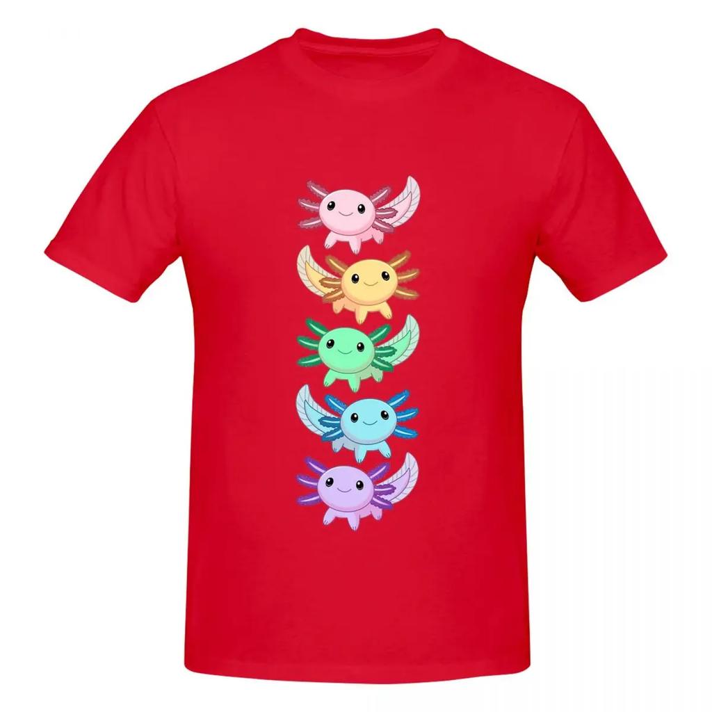 100 Cotton Rainbow Axolotl Tshirt Unisexs Classic Oversized T Shirt Unisex Crew Neck Summer Shirts Tops S6xl