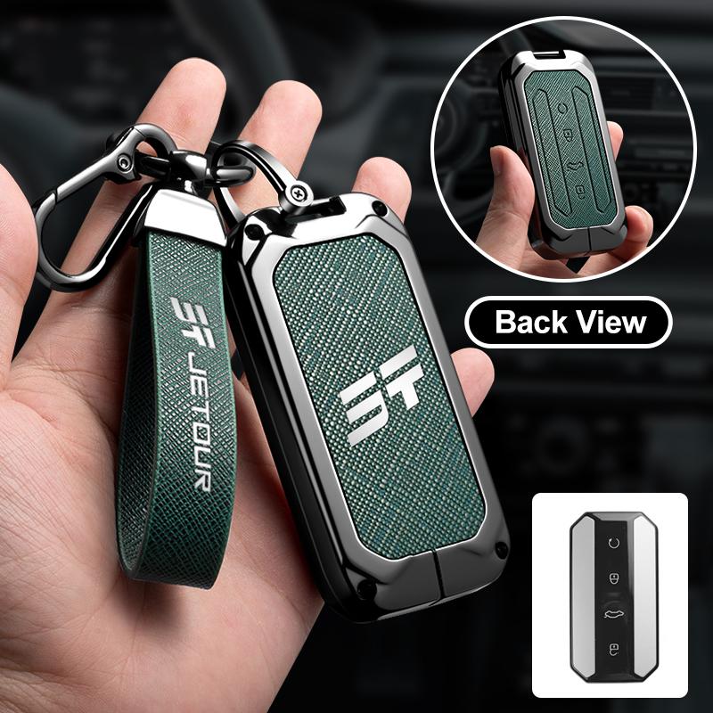 Zinc Alloy Leather Car Key Cover Case Chery Omoda Jaecoo 7 Oumengda C7 Key Fob Car Key Case Case Keychain Accessories