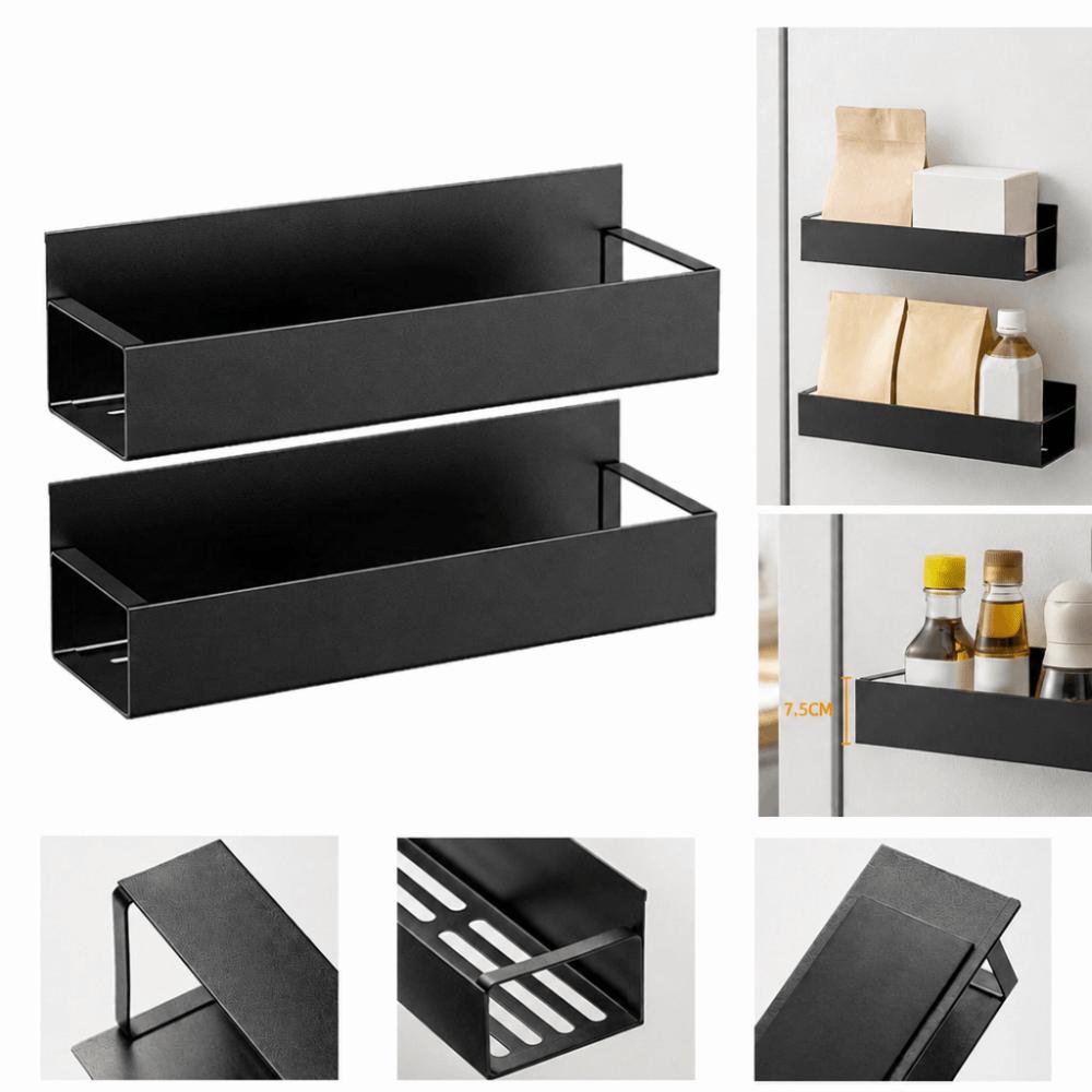 Stainless Steel Refrigerator Side Shelf No Drilling Magnetic Rack Kitchen Hanging Basket Kitchen