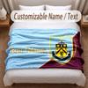 Burnley Football Printed Flannel Blanket Custom Name Text Soft Warm Throw For Bedroom Holiday Gift