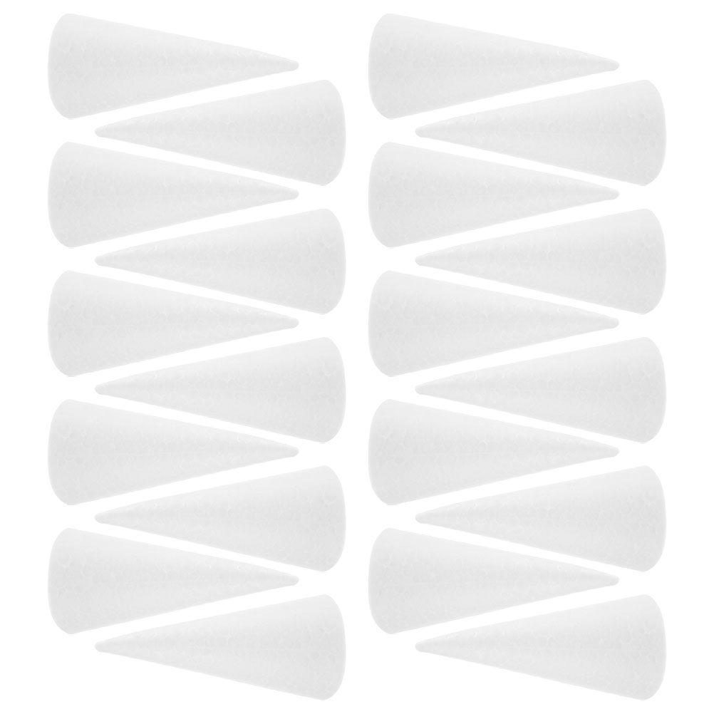 20Pcs White Polystyrene Craft Foam Cones Decorative Foam Cones for DIY Xmas Tree Holiday Party Floral Table Centerpiece