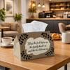 1pc Farmhouse Quote Leaf Tissue Box - Rustic Brown Napkin Storage Box, Suitable for Rolls/Facial Tissues/Single Sheets, Two Sizes Available for Home/C