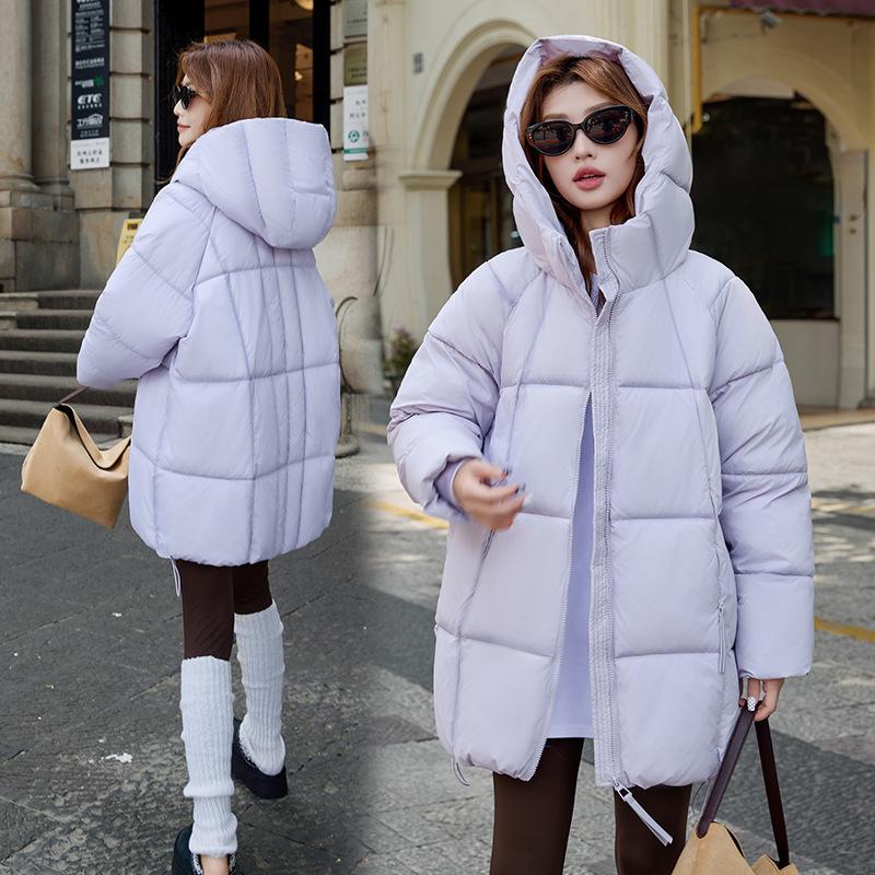 Down Cotton Mid-length Cotton-padded Jacket Women's Hooded Jacket Thickened Cotton-padded Jacket
